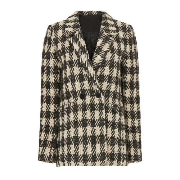 ANINE BING Diana blazer jacket plaid size large tan black wool oversized button - Picture 1 of 15